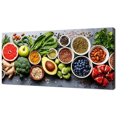 Alimentos saludables especias verduras cocina colorida diseño moderno decoración del hogar lienzo Foto 1 de 4