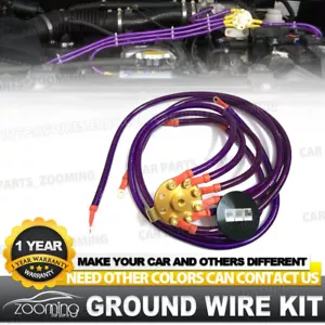 Purple Universal 6 Point Round Ground Grounding Wire Cable System Kit - Foto 1 di 6