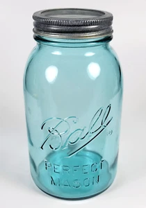 Aqua Blue Ball Perfect Mason Jar 32oz Quart USA Made - Picture 1 of 8