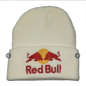 New Limited Rare Red Bull Knit Hat Cap Beanie Hat White White - Picture 1 of 1