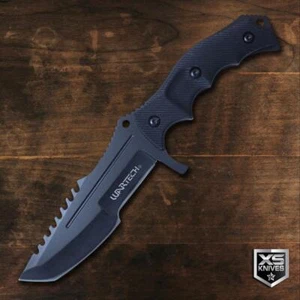 8.5" FIXED BLADE Black Tactical Hunting FULL TANG Tanto Survival Knife w/ Sheath - Picture 1 of 5
