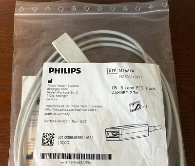 Cabo Philips M1669A CBL 3 chumbo ECG 989803145071 2,7m - Imagem 1 de 2