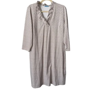 J.McLaughlin XL Womens Long-Sleeve White Geometric Pattern Dress - Picture 1 of 8