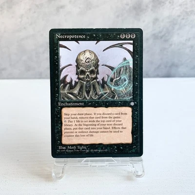 MTG Necropotence Ice Age Black Enchantment Rare Old Frame Mark Tedin Magic Card - Image 1 of 4