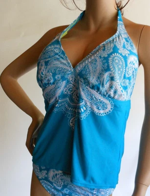 NUEVO Traje de baño Athleta 42B/40C 42B 40C Kauai azul Bolsa Chica Tankini Top #841163 Foto 1 de 4
