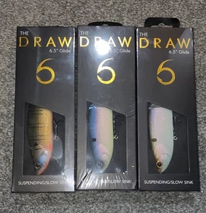 6th SENSE THE DRAW 6.5" GLIDE BAIT Big Bass Swimbait Lures ❗️LOT OF 3 - NEW❗️ - Picture 1 of 5