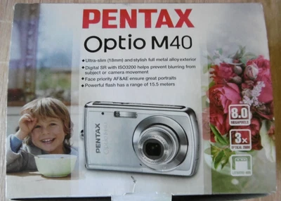 Pentax Optio M40 8.0MP Digital Camera silver boxed & accessories - Image 1 of 4