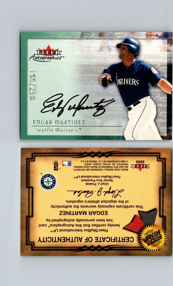Parche Fleer Autographics Edgar Martínez 2000 autografiado firmado/250 Foto 1 de 1
