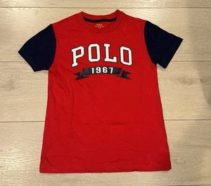 Polo Ralph Lauren 1967 Boys Red And Blue T-shirt - Size 7 - Picture 1 of 3
