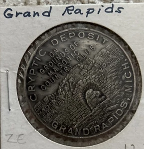 Cryptic Deposit Masons of Grand Rapids Michigan coin 1924-1999. - Picture 1 of 2