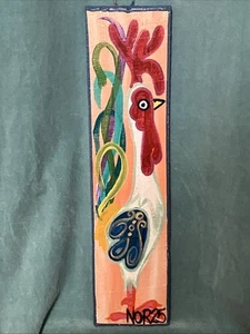 Original NOR Mermaid Paintings Florida Folk Art On Wood - Rooster Orange - Picture 1 of 3