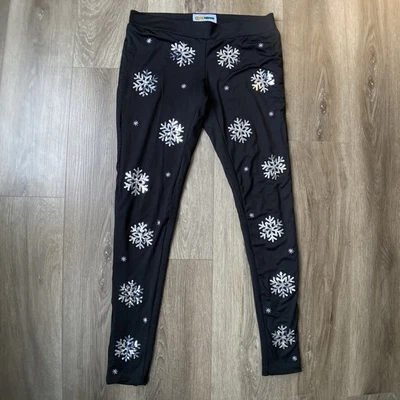 Leggings Tipsy Elves Cintura Alta Mujer Talla S Negro Lentejuelas Plateado Copo de Nieve Foto 1 de 4