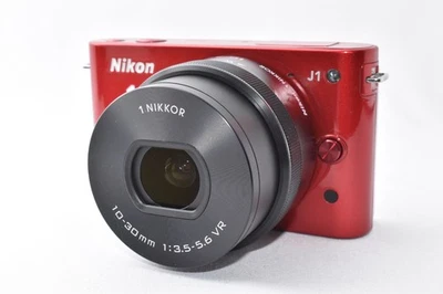 [EXC] Nikon 1 J1 Red 10.1MP Digital Camera White Kit w/ VR 10-30mm Lens #571 - Image 1 of 4