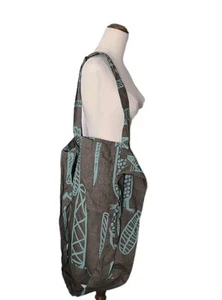Sunkissed Casa Oversized Cotton Shoulder Bag Tribal Print Tote Grey Aqua - Picture 1 of 4
