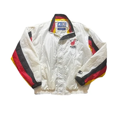 Chaqueta cortavientos Miami Heat grande para hombre vintage blanca ligera  Foto 1 de 4