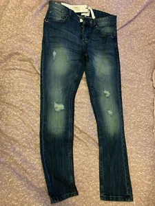 RICH JOHN RICHMOND JEANS MEDIUM WASHED DISTRESSED W34 NEW - Picture 1 of 12