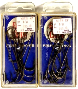 2 PACKS Eagle Claw Vintage Size 4/0 Worm RP Hook Bronze 10-Count Package 295JB - Picture 1 of 16