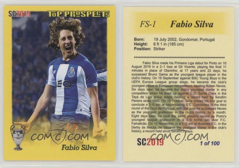 2018-19 SC2019 Fabio Silva Rookie soccer top prospects GOLD 1/100 - Image 1 of 1