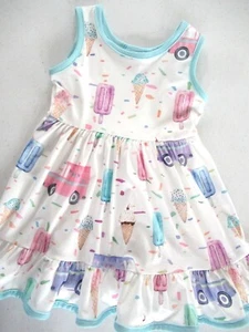 Girls Twirl Dress Ice Cream Ruffled Sleeveless Boutique Summer Dress NEW - Picture 1 of 9