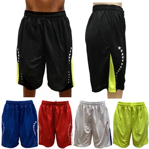 Stars Men Basketball Shorts Mesh Dri Fit Workout Sport Pants with Pockets - Picture 1 of 15