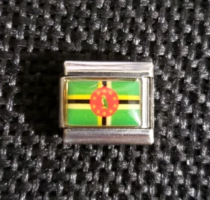 DOMINICA NATIONAL FLAG Uberry Italian Charm Link Stainless Steel Enamel 9mm - Picture 1 of 3