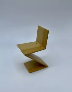 1:12 Scale Zigzag Chair, MCM MINI Mid Century Doll House Furniture, Brown Chair - Picture 1 of 4