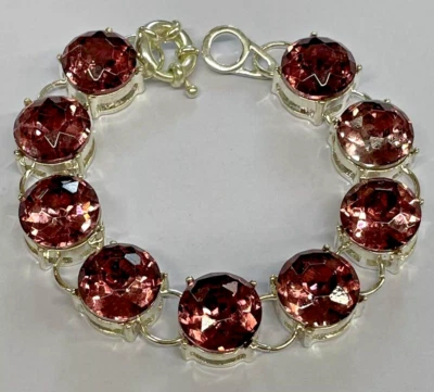 Bracelet ROSE 15mm Crystal Silver Setting 7.75 Inch Jewelry GIFT NEW - Image 1 of 4