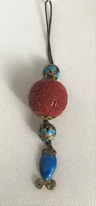 Chinesische Quaste. Zinnoberlack Perle und Emaille. Anfang des 20. Jahrhunderts - Bild 1 von 4