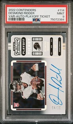 DESMOND RIDDER PLAYOFF TICKET VARIATION RPS AUTO #/49 2022 CONTENDERS PSA 9 - Image 1 of 2