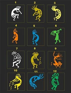 KOKOPELLI #2 ASST. CAR WINDOW  DECAL......PICK YOUR STYLE & COLOR..2 FOR 1 - Picture 1 of 2