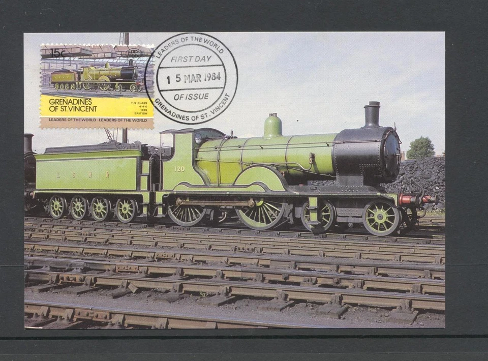 Locomotora ferroviaria St Vincent Grenadines 1984 SG 276 clase T-9 en maxi tarjeta Foto 1 de 1
