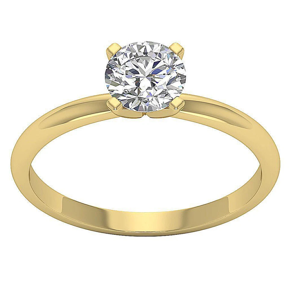4 Prong Set Solitaire Engagement Ring I2 I 1.27 Ct Round Diamond 14K Solid Gold - Image 1 of 4