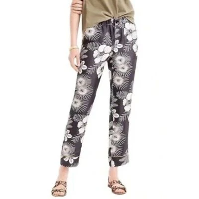 Nuevo J.Crew Hawaiano Floral Blanco y Negro Seda Pijama Estilo Pantalón Fácil Alto 2 Foto 1 de 4