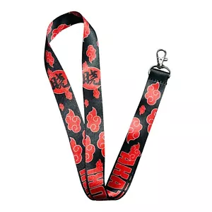 Akatsuki Block Print Naruto Anime Collectible Lanyard ID Badge Keychain Clip - Picture 1 of 4