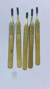 Lot of 5 BRASS Tweezers A.DUMONT&Fils No. 4 PROJECT REPAIR REFURBISHED - Picture 1 of 5