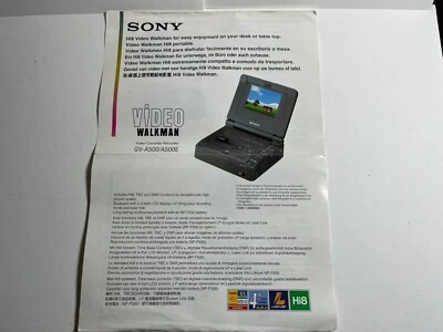 DEPLIANT BROCURE CATALOGO SONY VIDEO WALKMAN GV-A500/A500E HI8 WALKMAN - Immagine 1 di 4