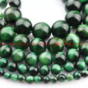 Green Tiger Eye Beads Round Ball gems 15" strand 4mm 6mm 8mm 10mm 12mm - Picture 1 of 17