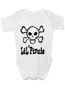 Lil' Pirate Skull & Crossbones Babygrow Vest Baby Clothing Funny Gift - Picture 1 of 24