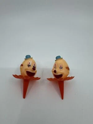 Juego de 2 selecciones de cupcakes con cabeza de payaso vintage color naranja/rojo Foto 1 de 3