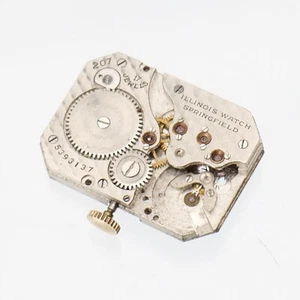 VINTAGE GRADE 207 ILLINOIS 17j WRISTWATCH PARTIAL MOVEMENT FOR PARTS WATCHMAKERS - Picture 1 of 3