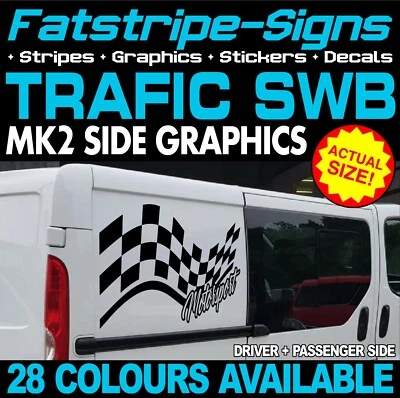 para adaptarse a RENAULT TRAFIC SWB MK2 MOTORSPORT CHECKER STICKERS GRÁFICOS FURGONETA CAMPER  Foto 1 de 2