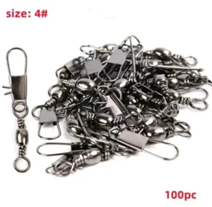 100 Stk. Angelwirbel mit Karabiner Karabinerwirbel in Gr. 4 und 18 kg Tragkraft. - Bild 1 von 4