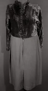 Raro Vintage Francés 1950'S Negro Largo Rayón Y Terciopelo Vestido Talla 8-10 - Imagen 1 de 8