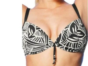 Top de bikini Fantasie Zanzíbar blanco y negro 32E tazas de espuma ligera con aros - Imagen 1 de 2