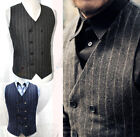 Vintage Herren zweireihig Herringbone Wolle Tweed Weste Streifen Weste Weste