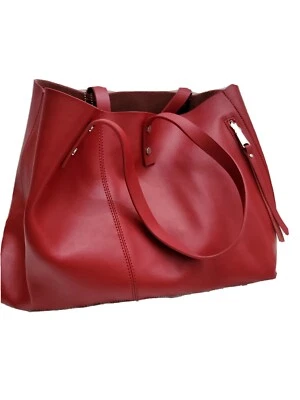 COLAB LARGE RED LEATHER TOTE - Image 1 of 4
