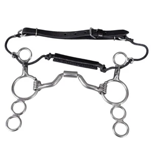 JK HILASON Med Port Edelstahl 3-Ring Kombination Aufzug Bit mit Leder - Bild 1 von 4