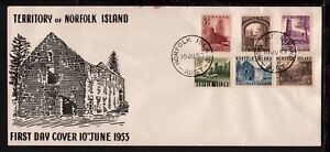 AUSTRALIA NORFOLK ISLAND 1953 (10 June) SET to 5s Bloody Bridge FIRST DAY COVER