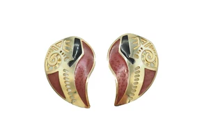 1980's vintage Edgar Berebi Asymmetric Modern Leaf stud post earrings - Picture 1 of 5