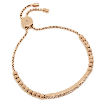 PULSERA CADENA PAVÉ CRISTAL TONO DORADO PLACA LOGOTIPO MICHAEL KORS NUEVA Foto 1 de 4